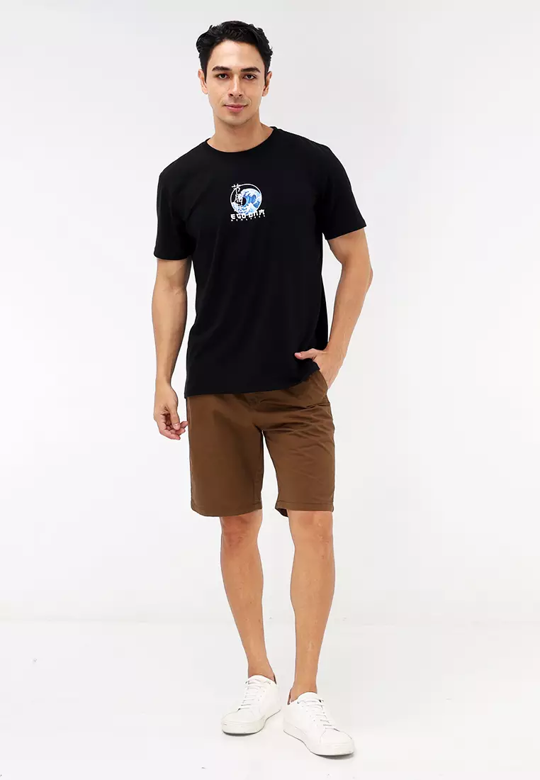 Round Neck Streaky Short Sleeves T-Shirt