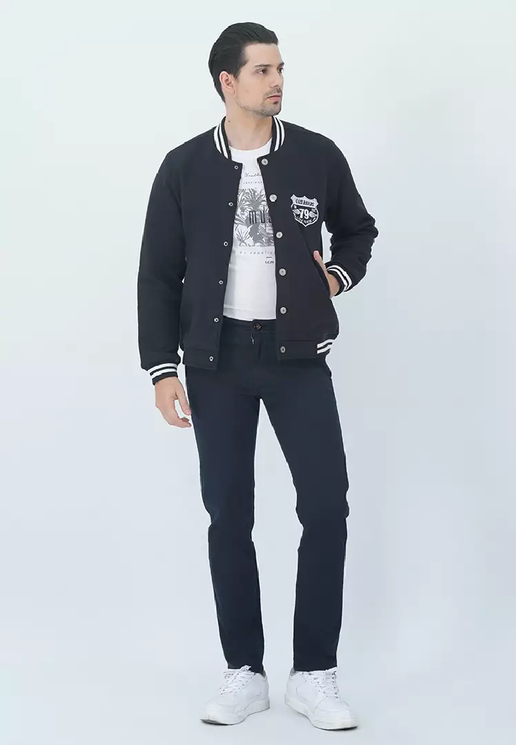 LGS - Jaket Pria - Jaket Baseball - Snap Button - Gambar Belakang - Hitam - JJK.574.213.001.C