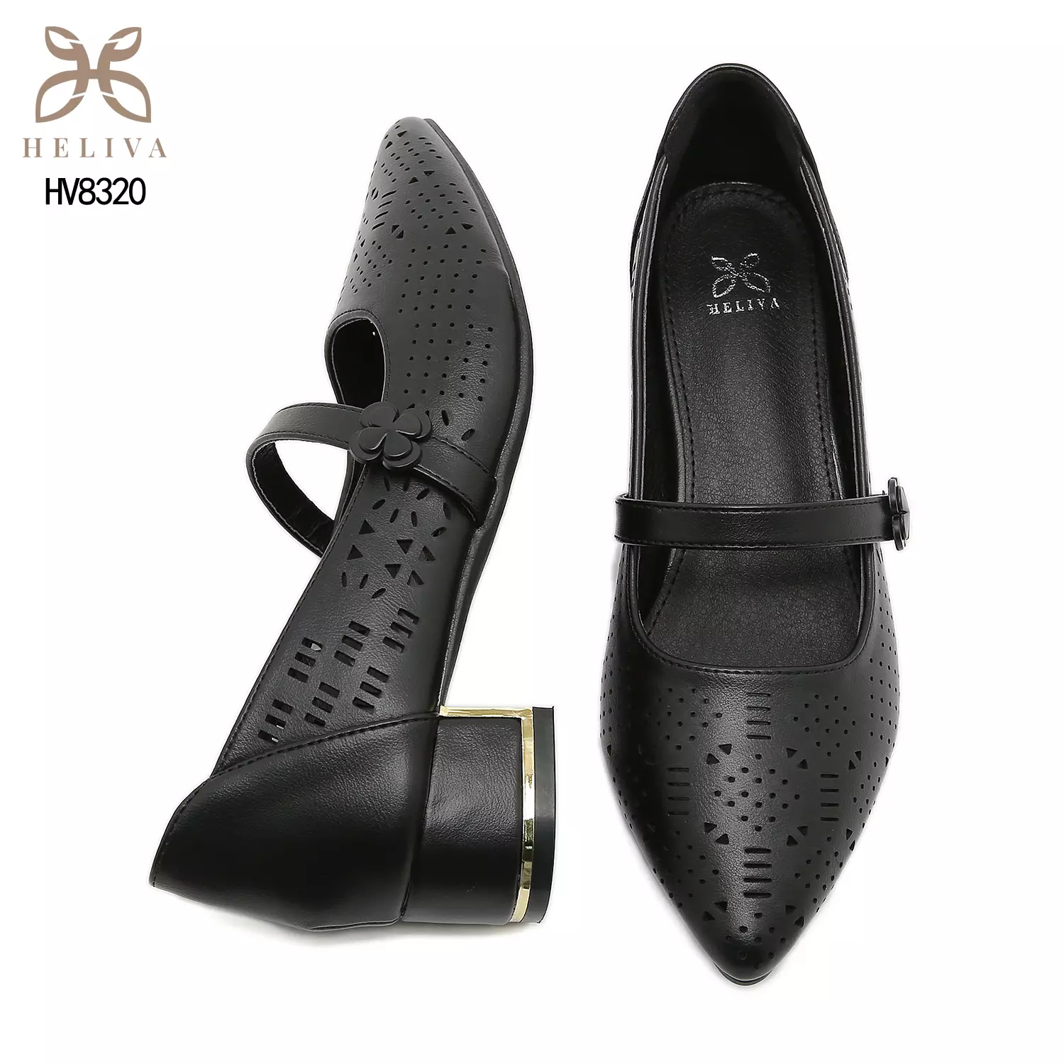 Heliva Anly Sculpted Laser-Cut Heels in Classic Mary Jane Style 3.5cm Height HV8320