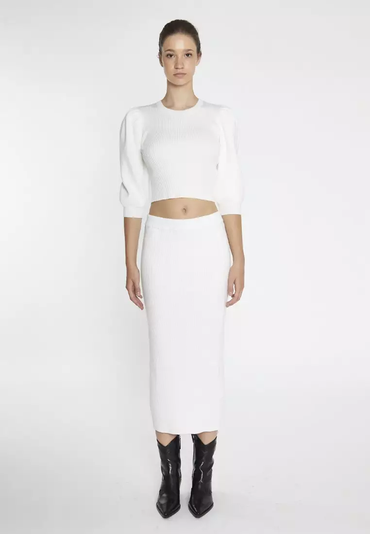 Bodycon Rib Knit Midi Skirt