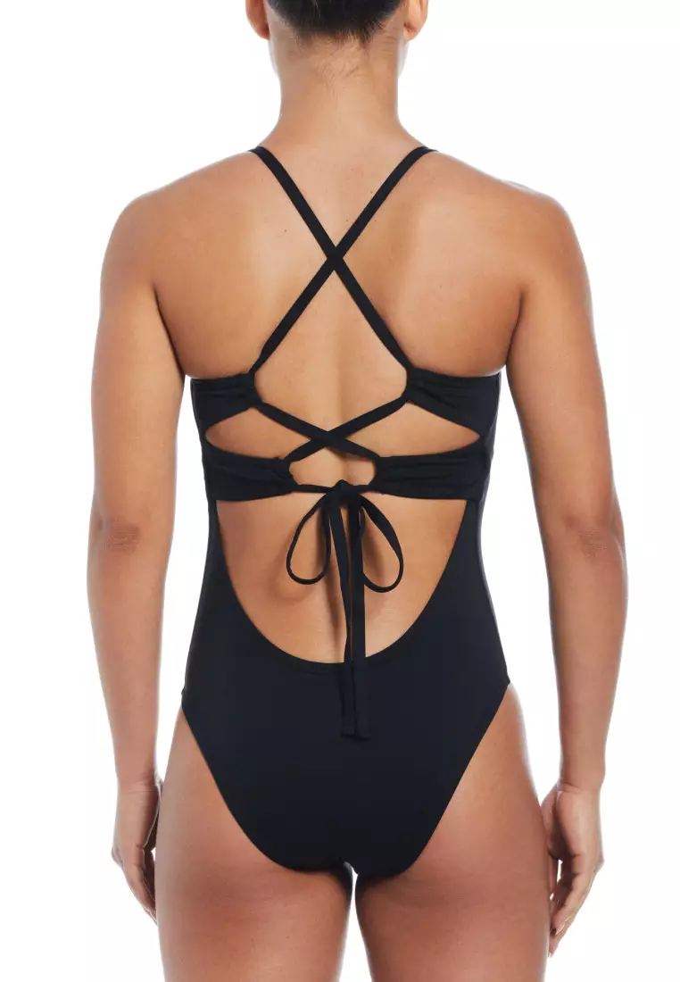Lace Up Tie Back One Piece