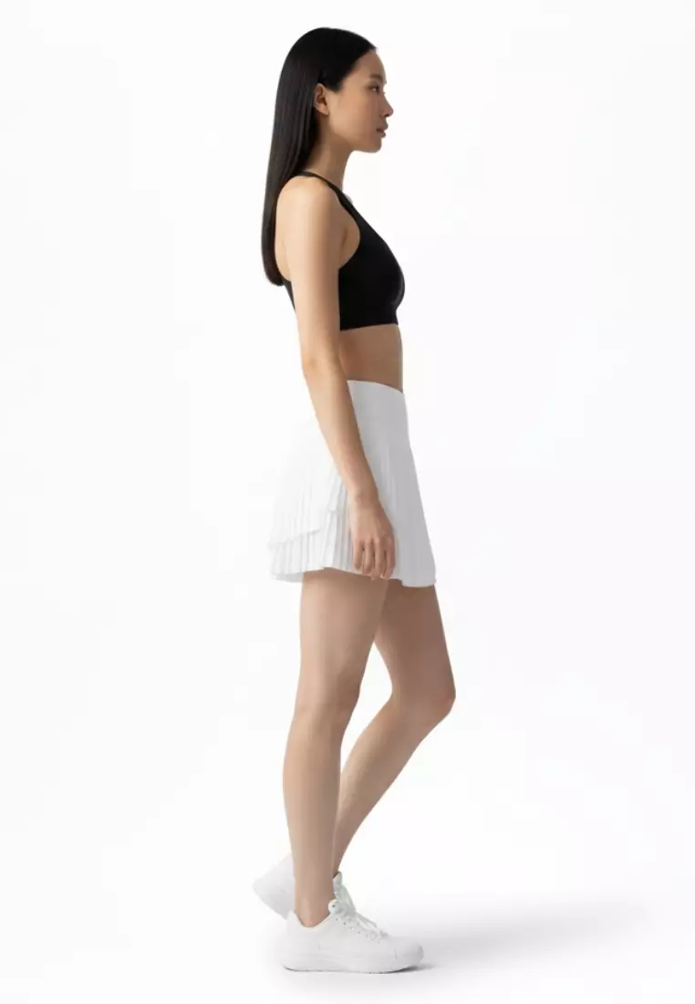 Yume High-Waist Pleated Sport Skirt with Inner Shorts — Tennis Running Yoga Active Skort for Women