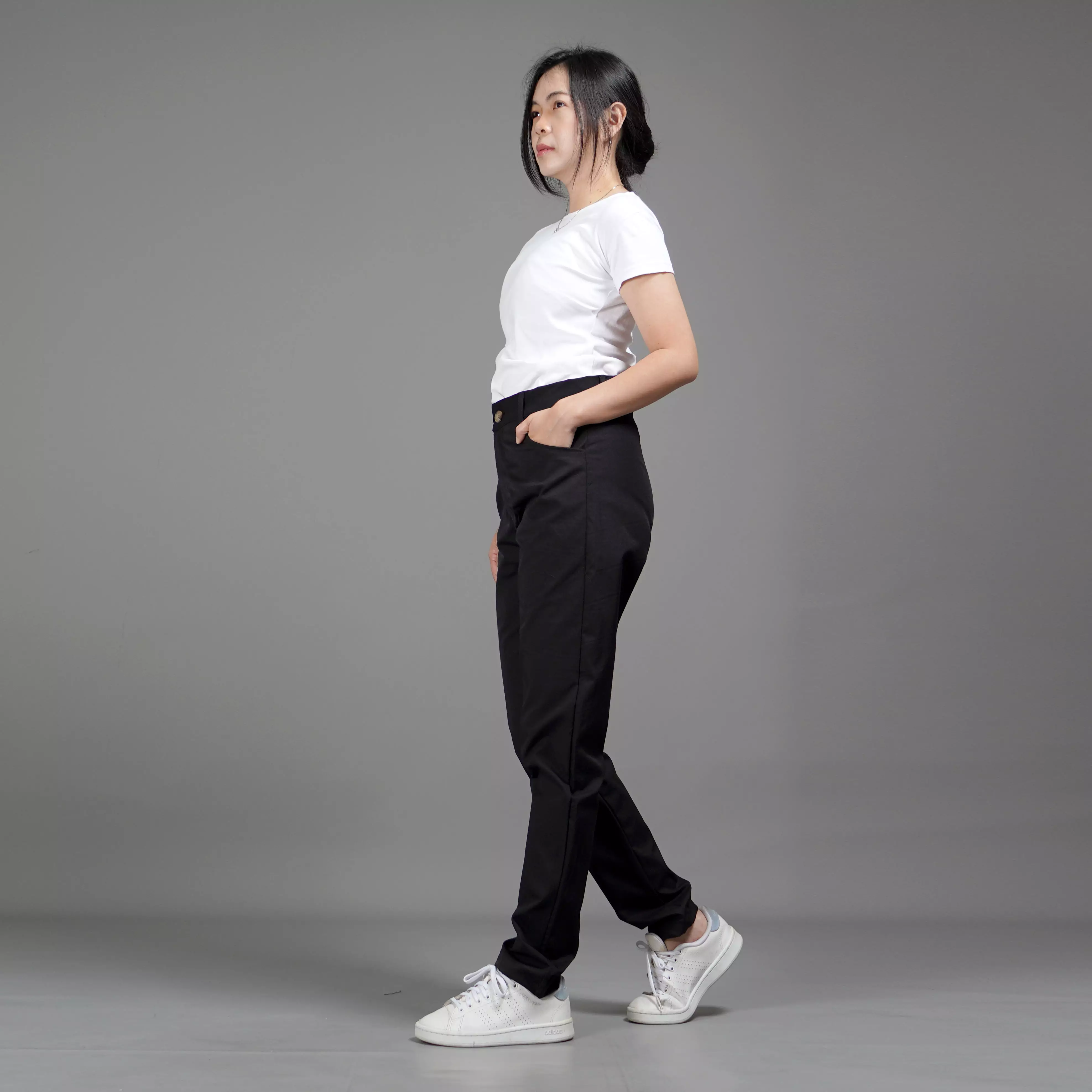  JEFIN Celana Panjang Wanita Celana Chino Wanita Celana Panjang Casual - HITAM