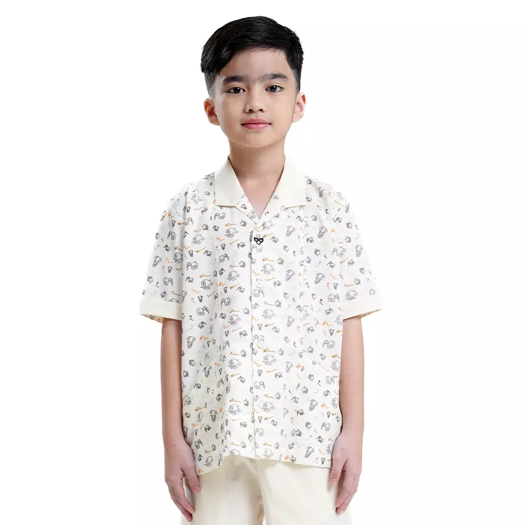 Rabbani - Setelan Kemeja Anak Lengan Pendek Bani Batuta Abinawa SG - Yellow Cream