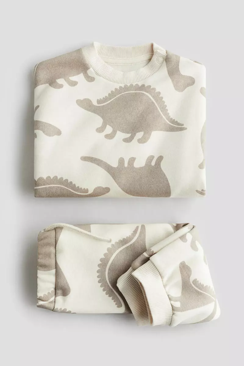 2-piece printed brushed-inside sweatshirt set