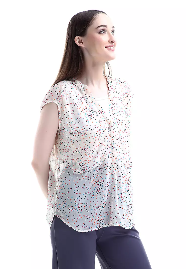 Beatrice Blouse Sleeveless Atasan Wanita Casual Quality Premium - Putih