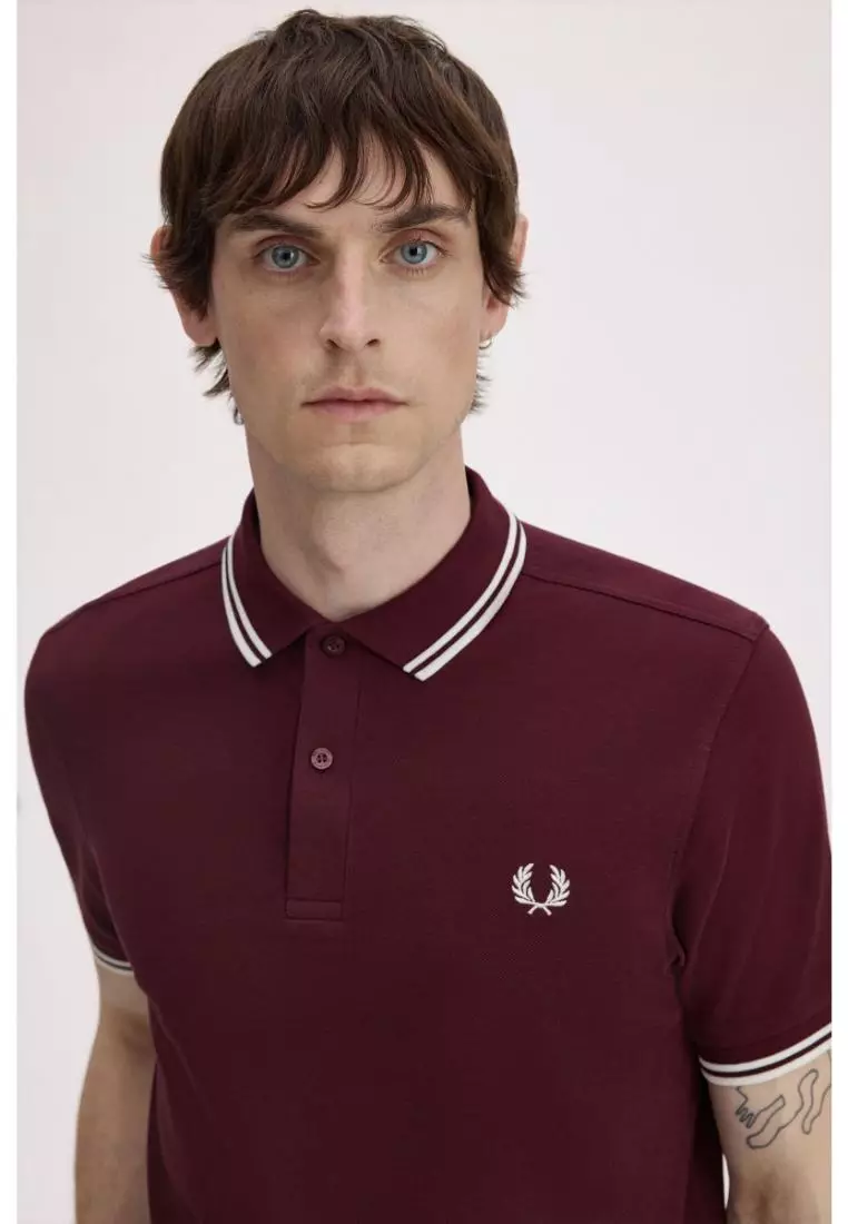 Fred Perry M3600 Twin Tipped Fred Perry Shirt (Oxblood / Ecru / Ecru)