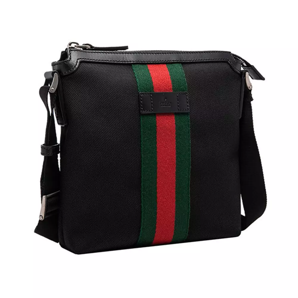Jual Gucci Gucci Red Green Stripe Nylon Messenger Bag Black Original