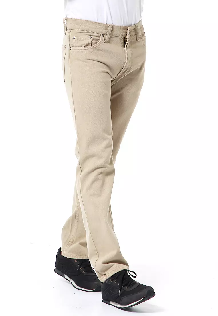 Nemanja Celana Jeans Pria Standar Baggy Pants Polos Material Denim ORIGINAL - Khaki