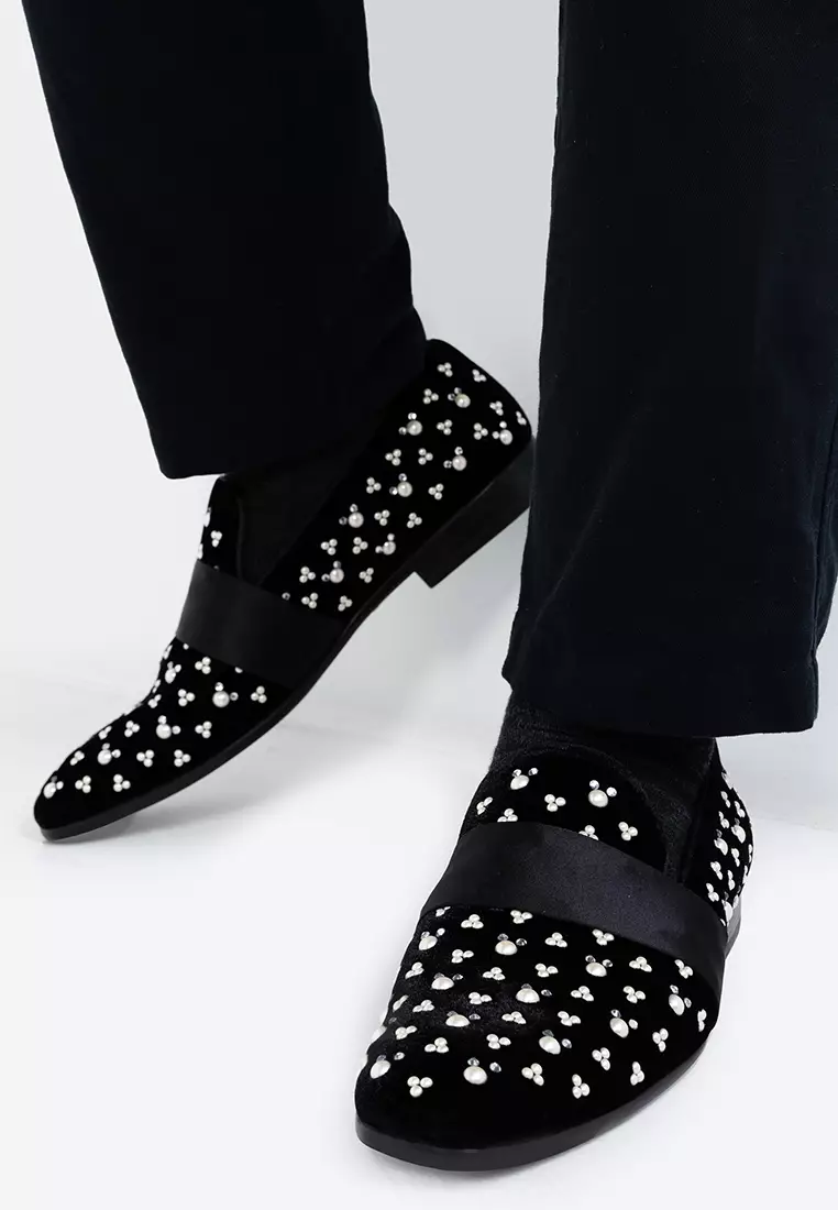 White clearance studded loafers