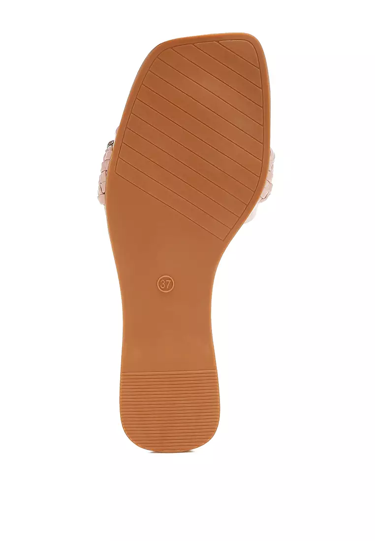 Sandal Datar Diamante dalam Warna Pink