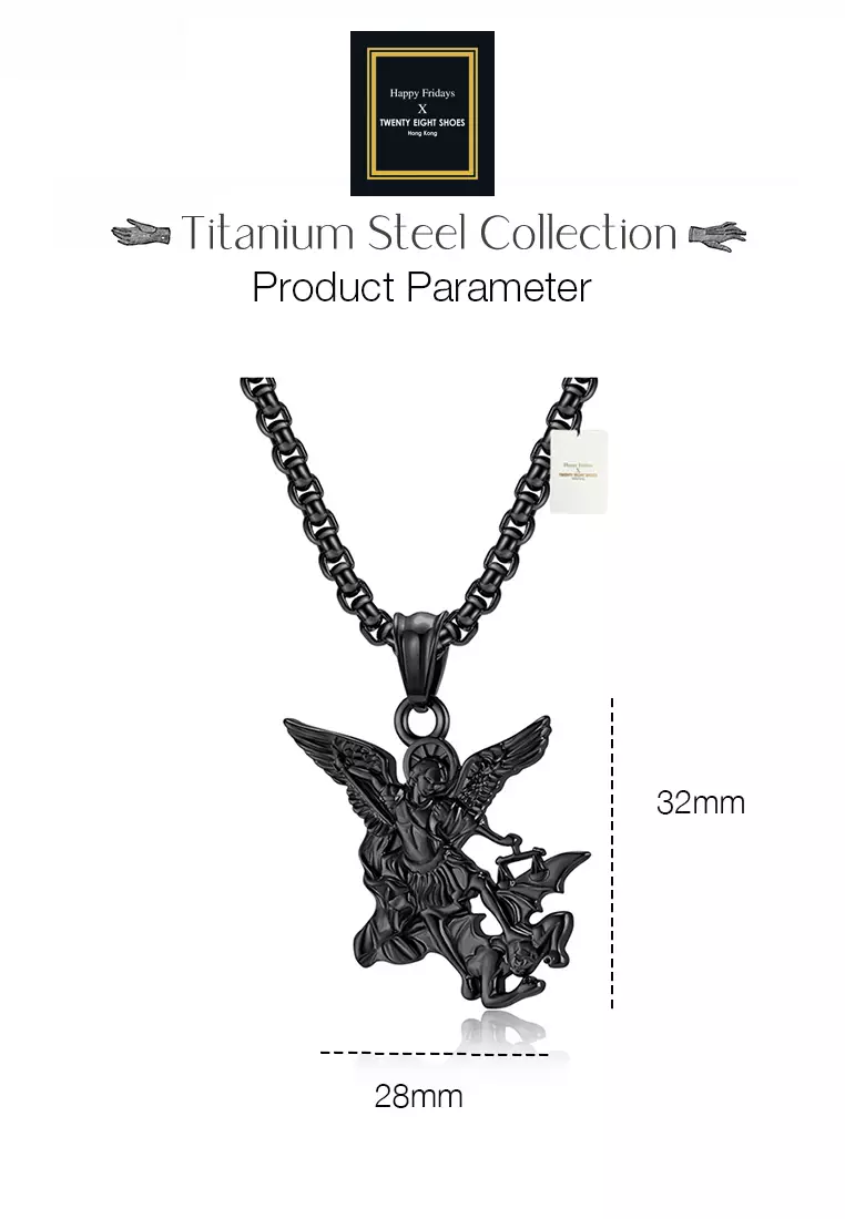 Titanium Steel Archangel Michael Pendant Necklace JW QF-DZ517