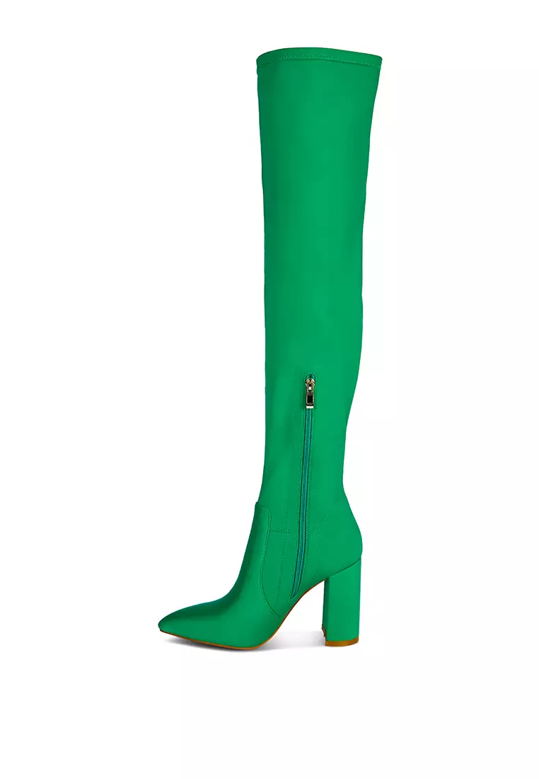 Neon green over the knee boots new arrivals
