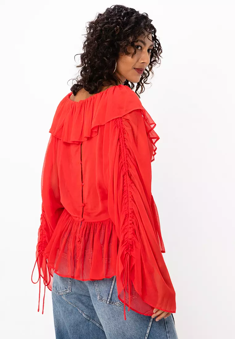 Ruffled Sheer Blouse