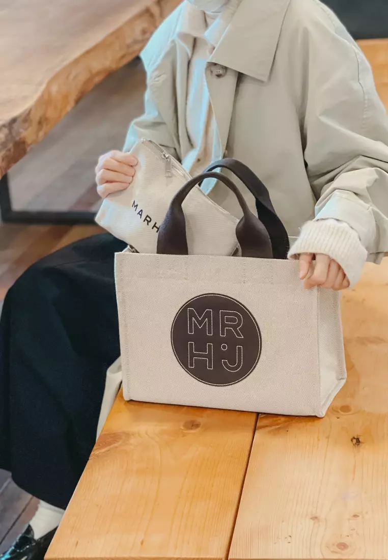MONO LE BLANC V Canvas Vegan Leather Crossbody Bag Brown