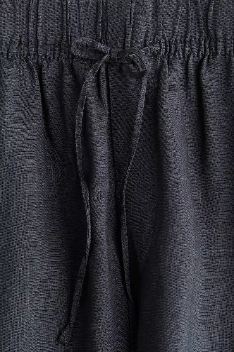 Linen-blend drawstring trousers