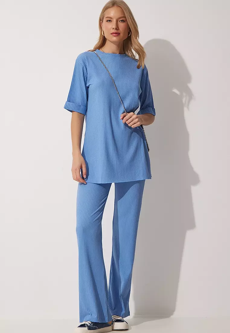 Ribbed Knitted Top and Bottom Set