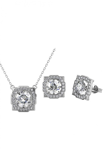 Her Jewellery silver CELÈSTA Moissanite Diamond - Carree Set (925 Silver with 18K White Gold Plating) by Her Jewellery 22D8AAC28315ECGS_1