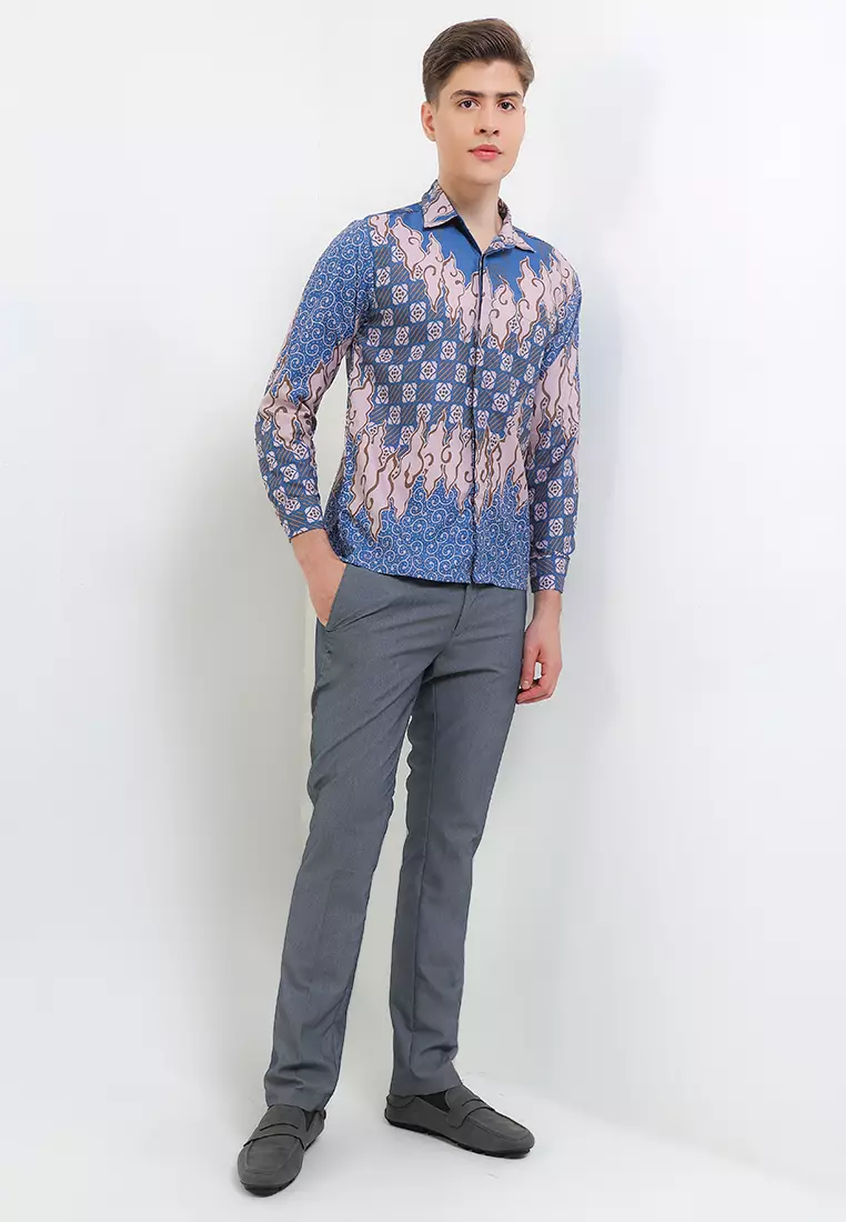 Saroja Kemeja Batik Exclusive Premium Pria Casual Modern Lengan Panjang