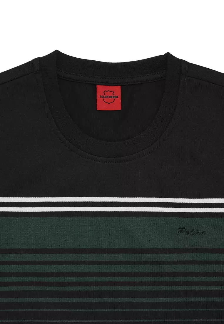 POLICE T-Shirt Salur Bordir Cotton Premium Tebal Pria