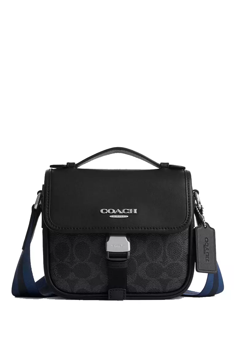COACH Racer Crossbody Bag In Signature Canvas With Varsity Stripe ...