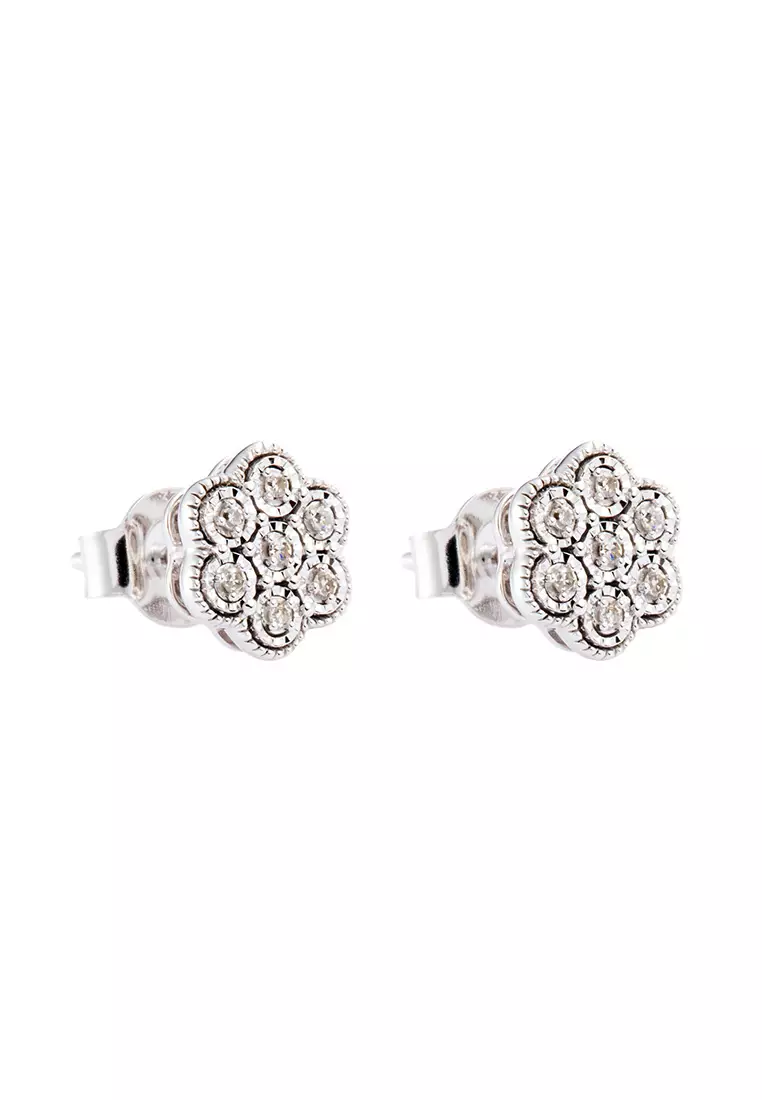 HABIB Round Diamond Stud Earrings in 375/9K White Gold 258520320(E)