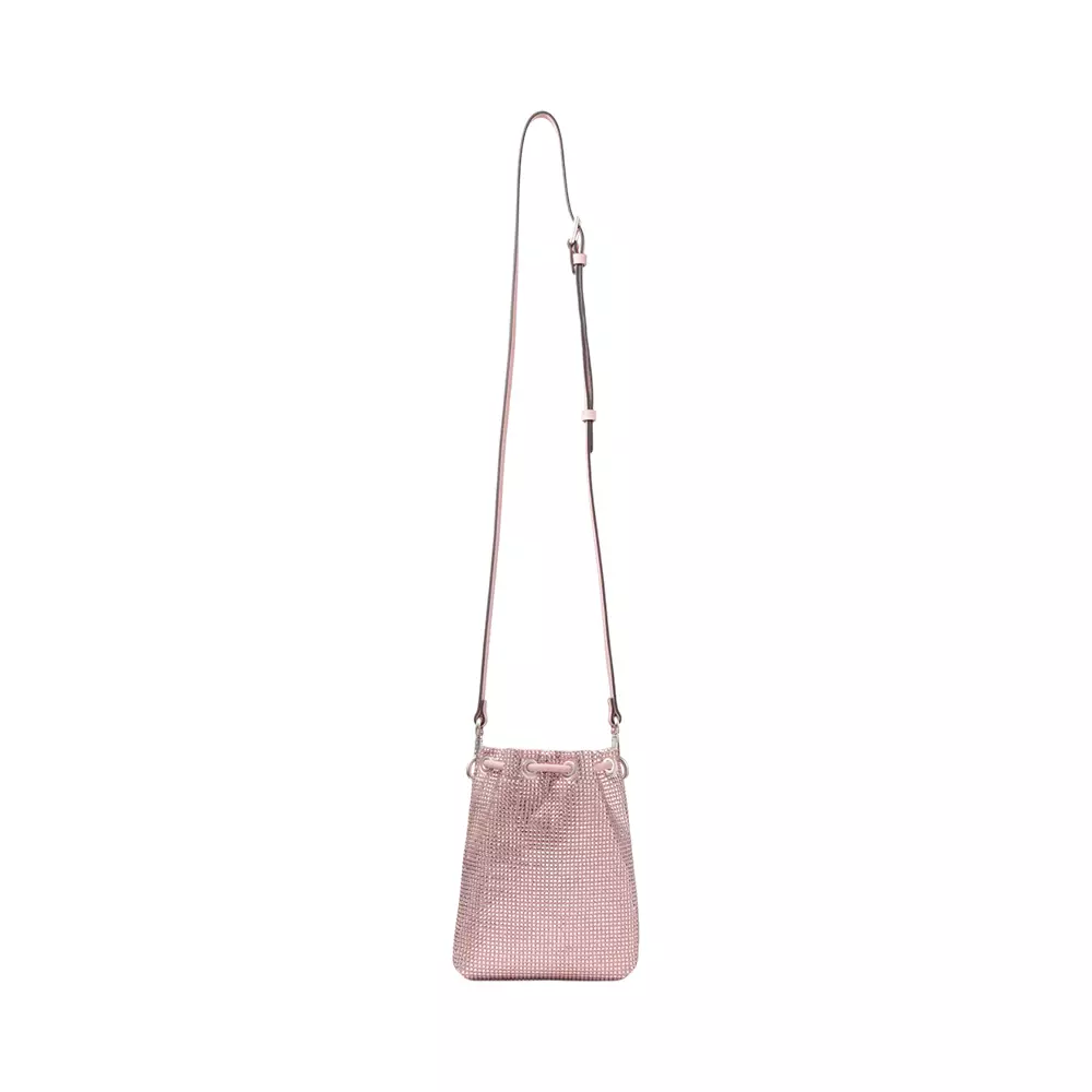 [5.5UPER DEALS] Cinch Mini Bon Bon Satin Crystal Bucket Bag Rose Silver