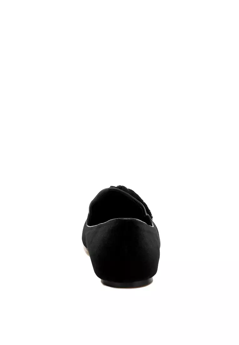 Iconic Tassel Detail Velvet Loafers in Black
