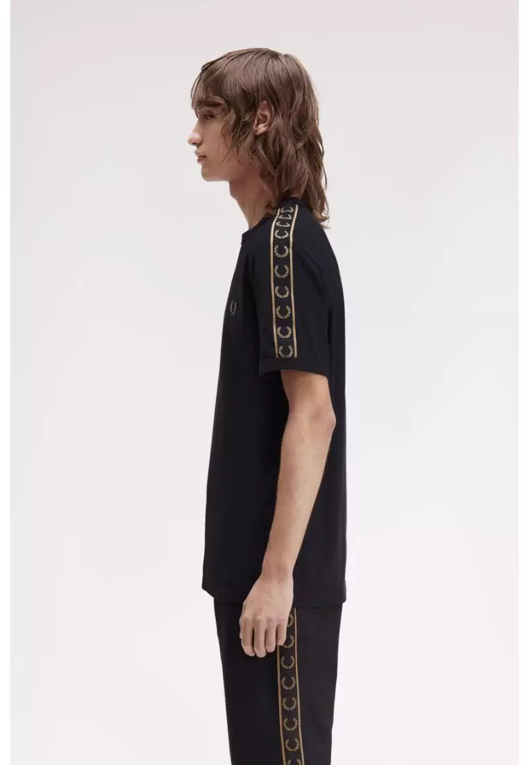 Fred Perry M4613 Contrast Tape Ringer T-Shirt (Black / Shaded Stone)