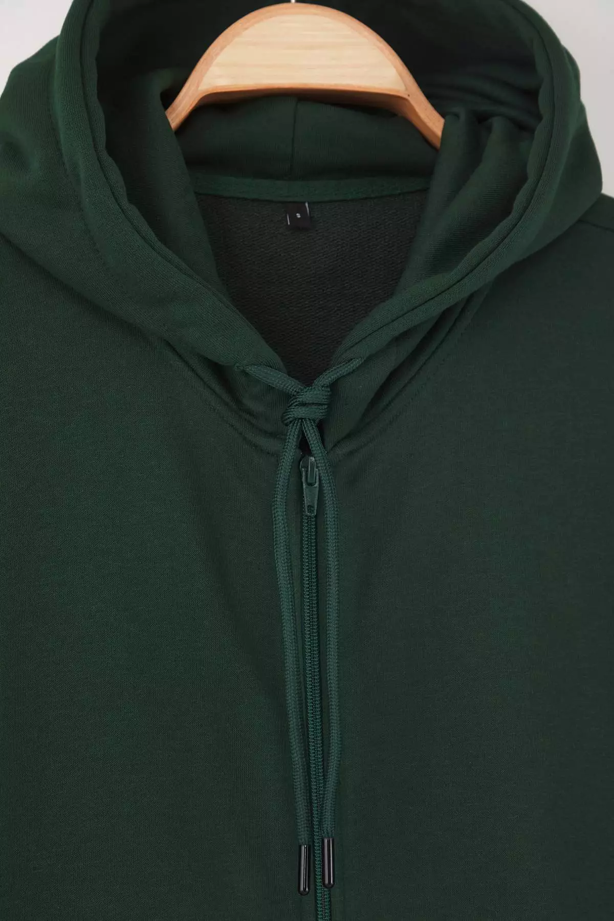 Dark Green Oversize/Wide Cut Zippered Basic Non-Raising Sweatshirt-Cardigan