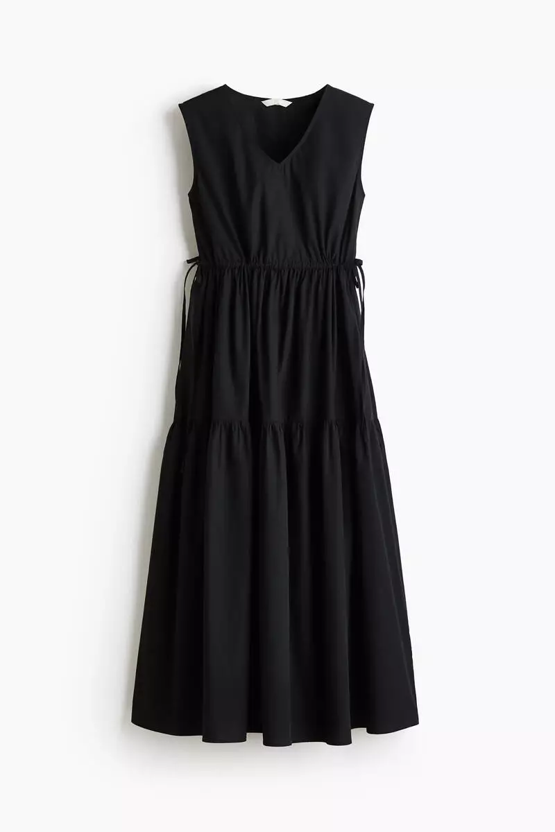 Drawstring-detail cotton dress
