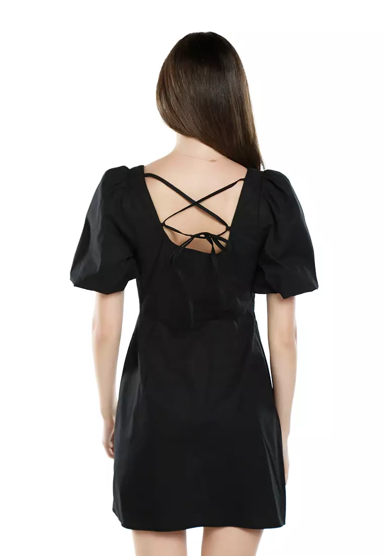 Sweetheart Neck A-Line Dress In Black