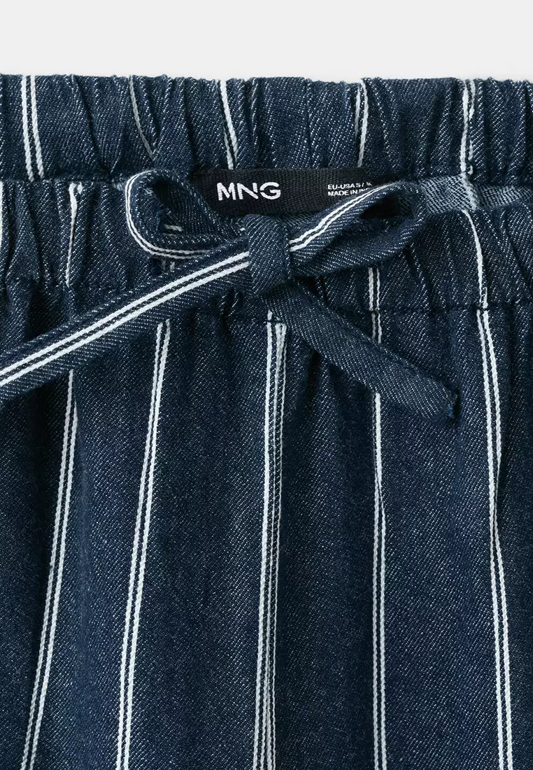 Turn-Up Hem Striped Trousers