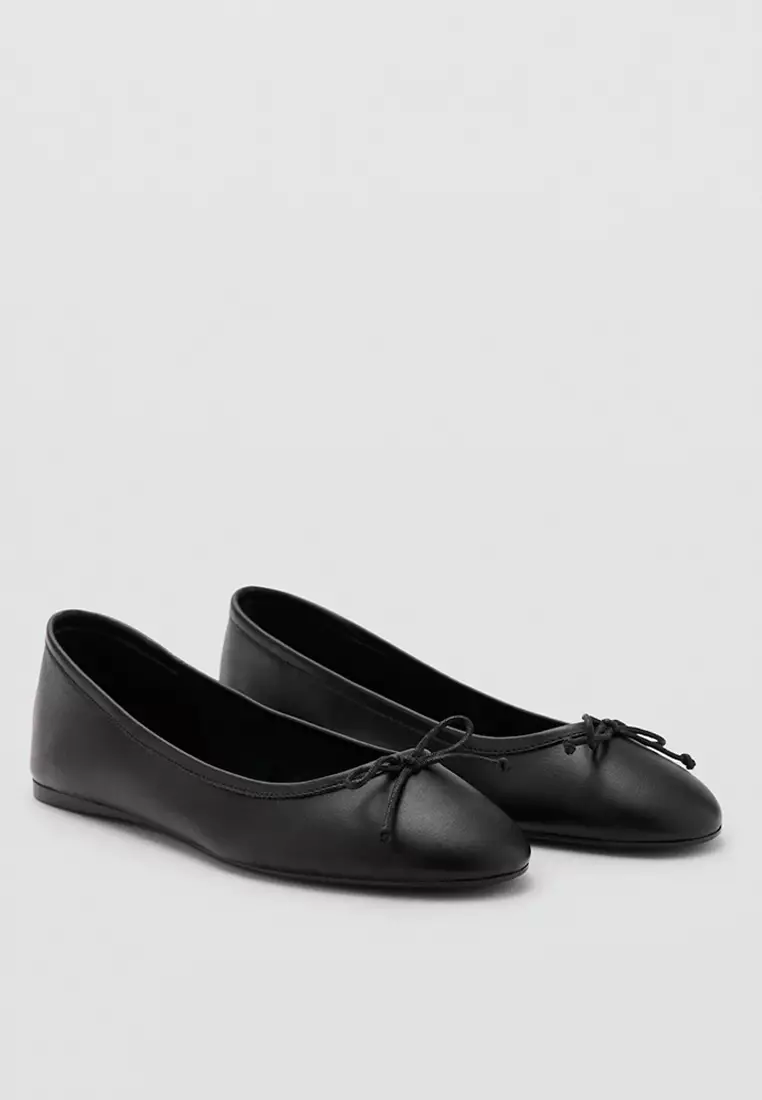 Leather Ballet Flats with Bow