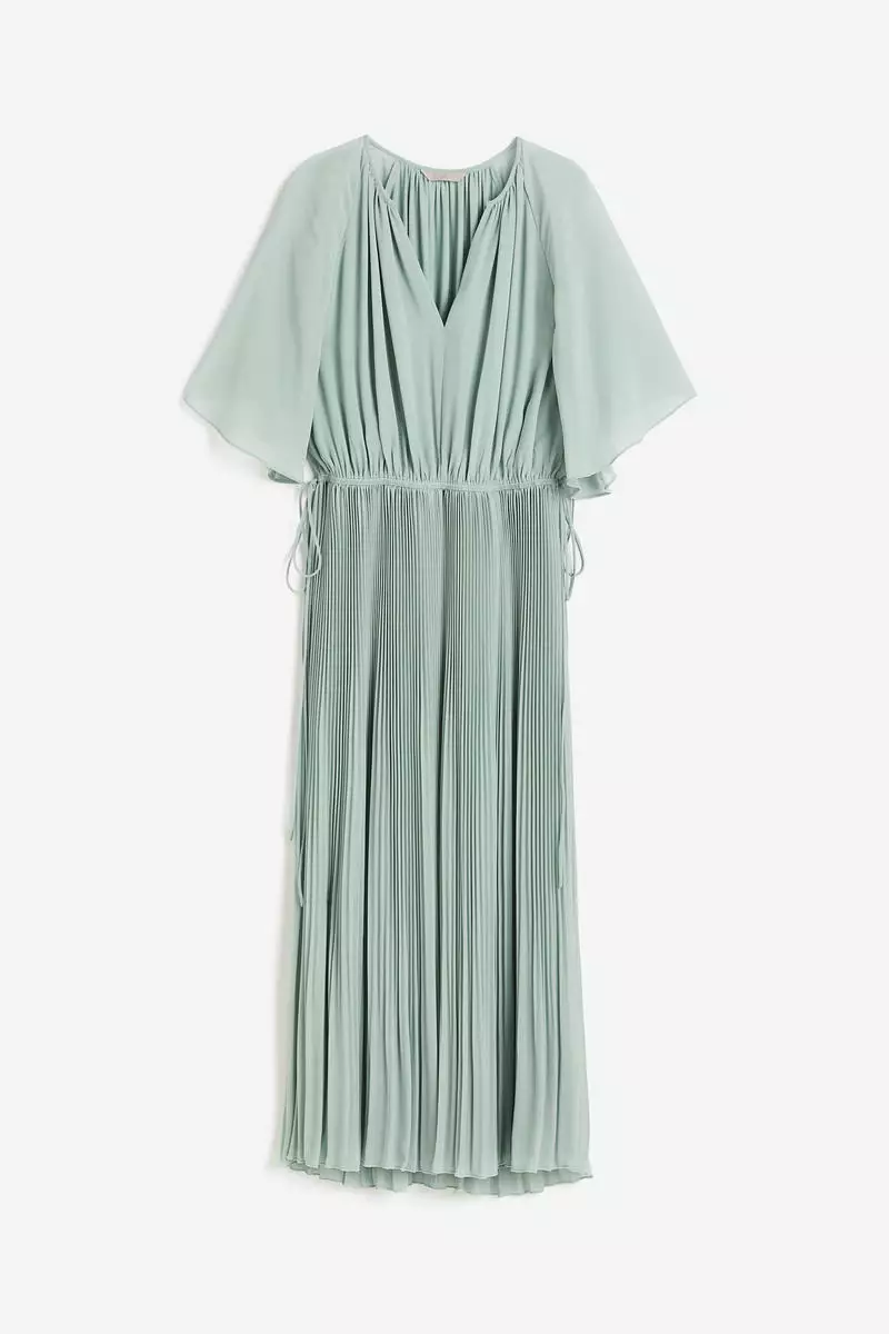 Tie-detail pleated dress