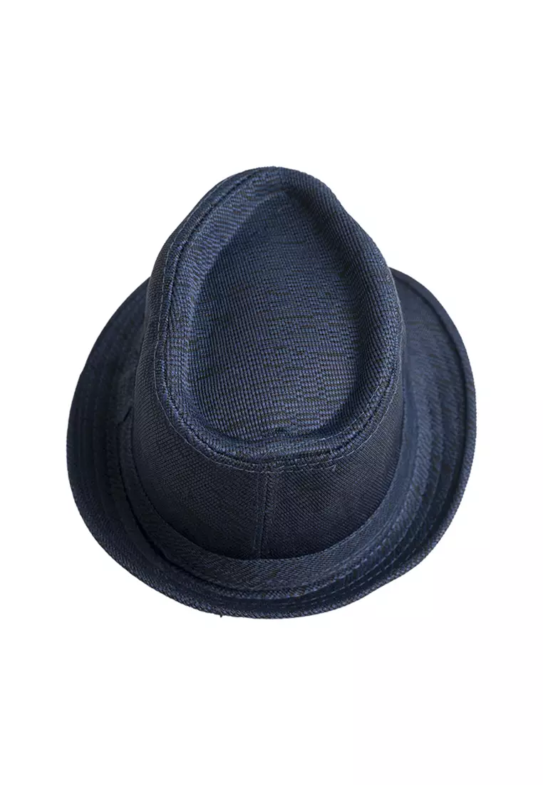 Topi fedora cowboy hat fedora linen navy houseofcuff