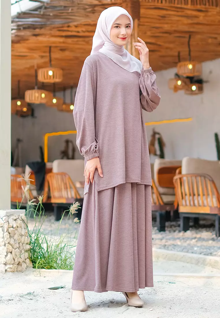JV Hasanah Set Rok Baju Kurung Corduroy Millo | Setelan Rok Kaos Jumbo Millo
