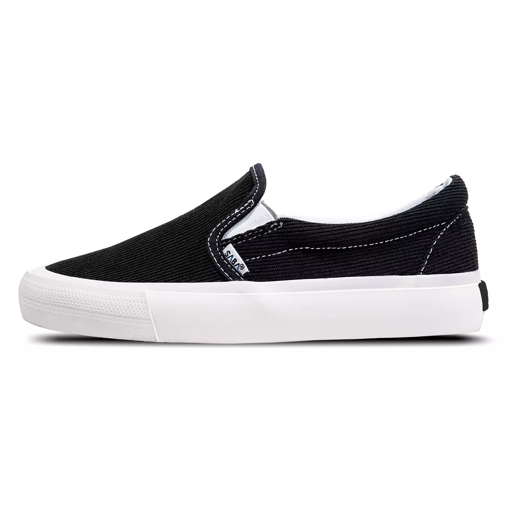SABA Corduroy Slip On Black White - Sepatu Sneakers Casual Pria Wanita CRD 01