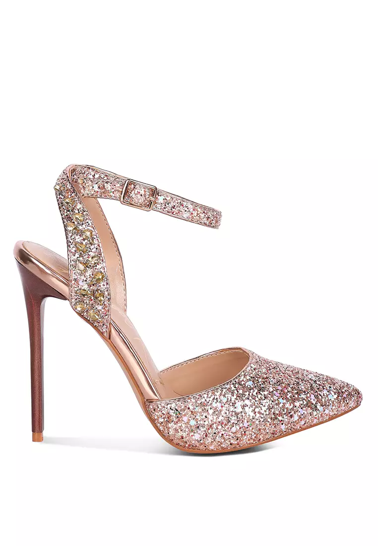 Rose gold best sale glitter high heels