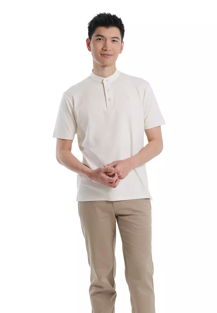 Byford Mandarin Polo Shirt Short Sleeve - 3626001A-91Beige