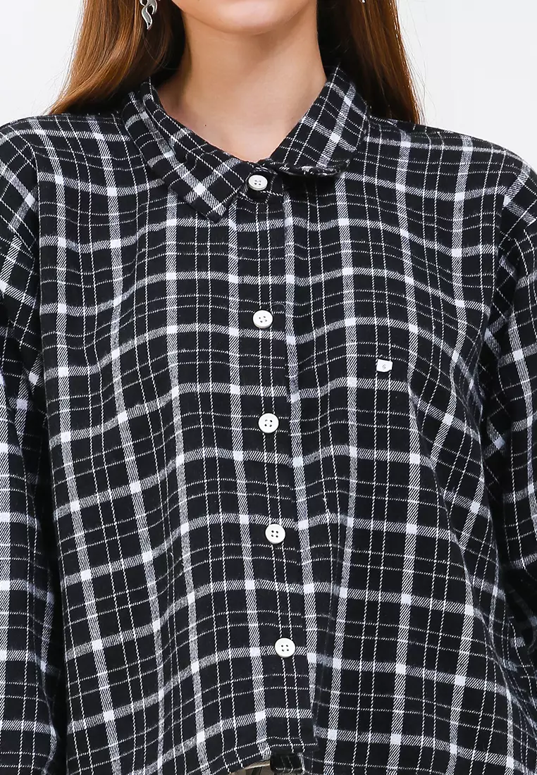 Kemeja Wanita Hamira Black Offwhite