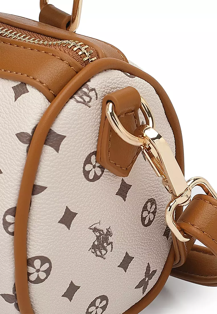 Women's Monogram Top Handle Bag / Sling Bag / Crossbody Bag - Khaki