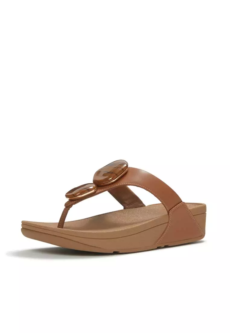 FitFlop LULU Marbled-Stone Toe-Post Sandals - Deep Tan (A4T-C15)