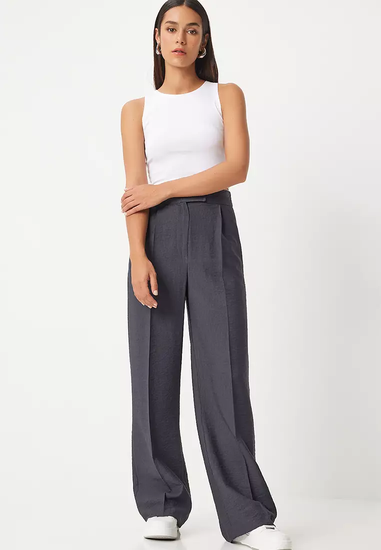Cotton High Waist Velcro Trousers