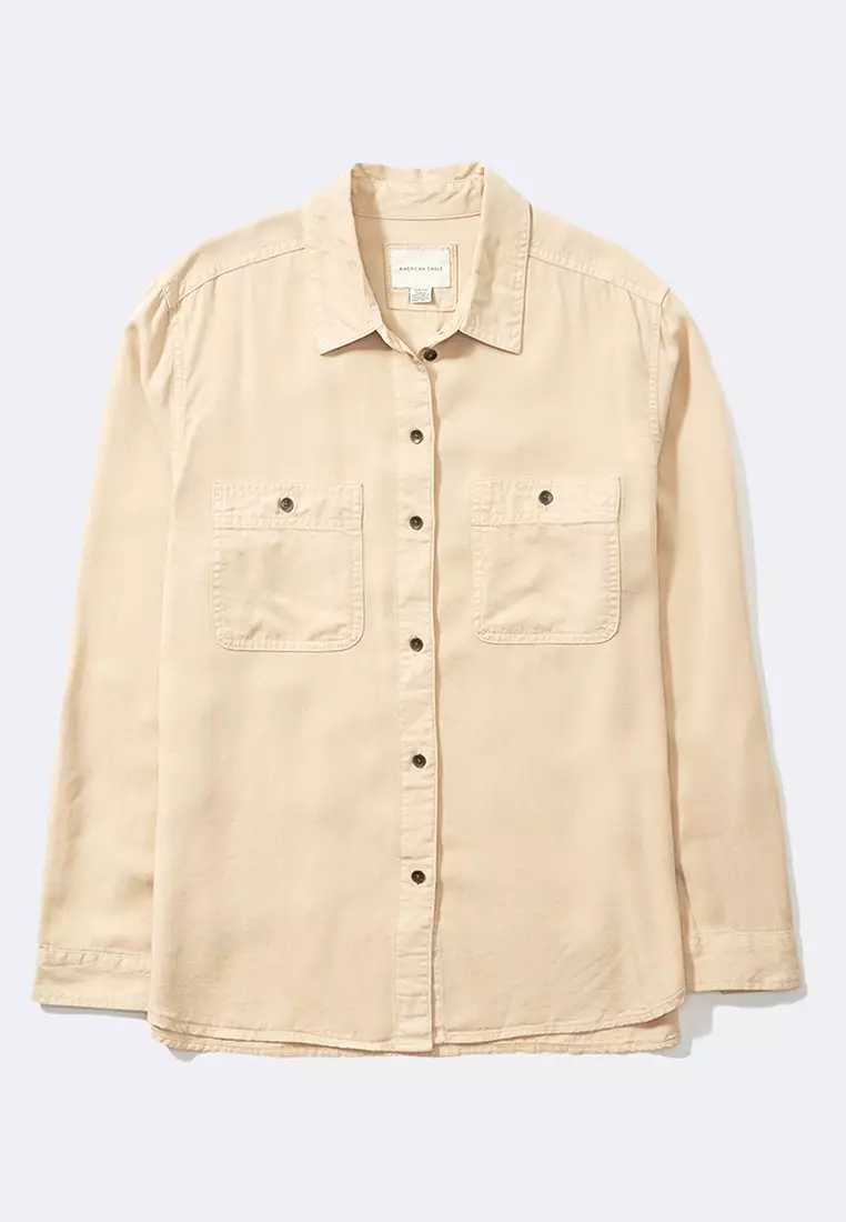 AE Silky Short-Sleeve Button-Up Shirt