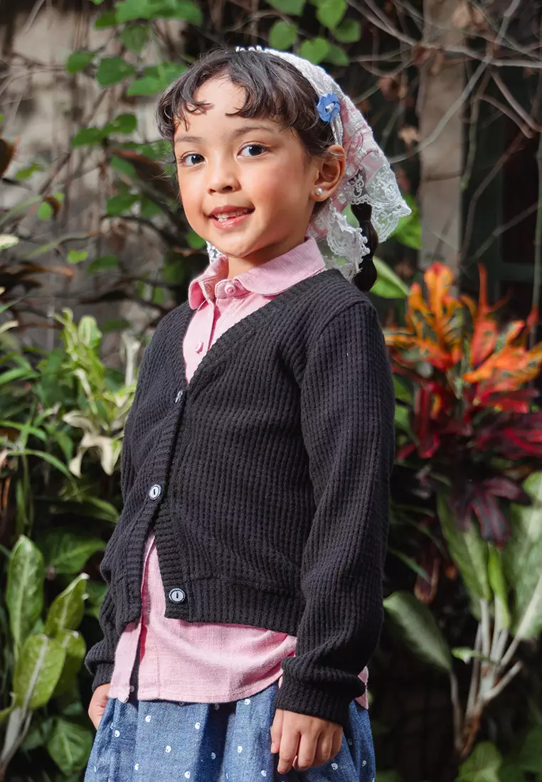 Little X eight Girl Ossi Cardigan - Cardigan Hitam Anak Perempuan Junior