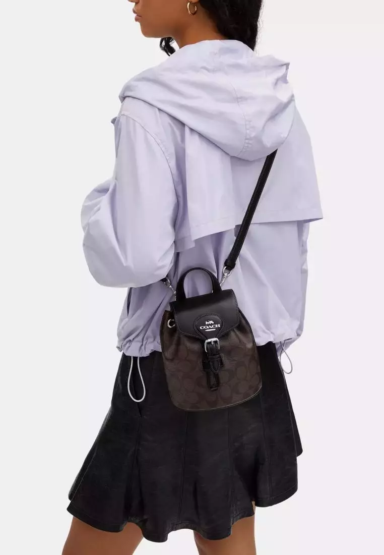 Coach Amelia Convertible Backpack In Signature Canvas Brown Black