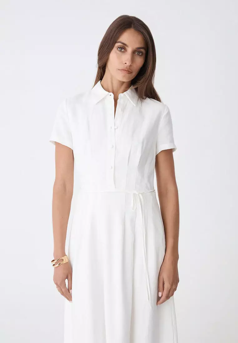 Sophie Pleat Waist Linen Dress