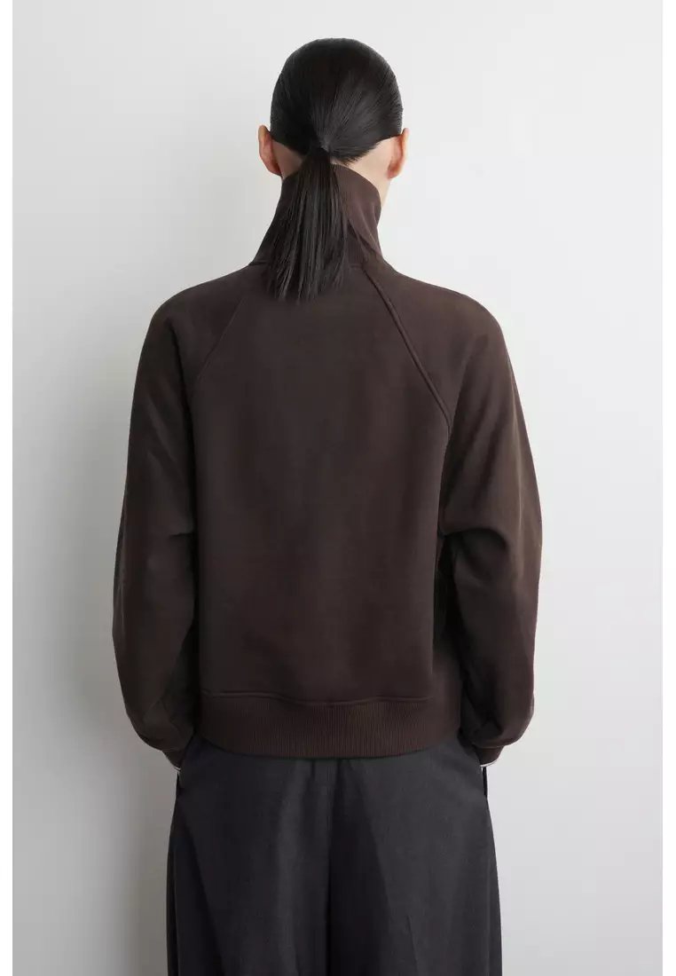 CONTRAST-TIPPED FUNNEL-NECK JACKET