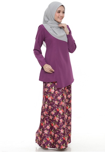 Buy Amanda Blouse & Skirt Set (Dark Purple) from Ms.Husna Apparel in Purple at Zalora